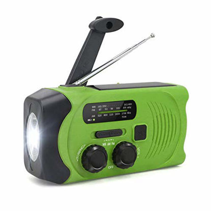 Picture of ZOMTOP Hand-Crank Solar Power Dynamo AM/FM/WB NOAA Global Weather Radio Flashlight Power Bank and 2000mAh Power Bank(Green)