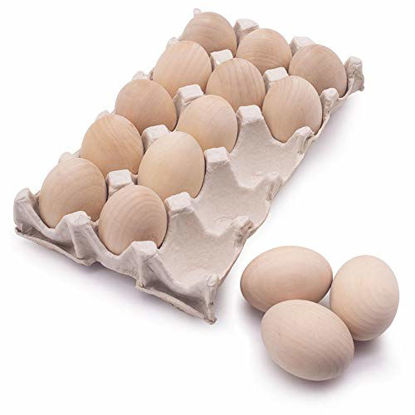 Picture of SallyFashion 8 Pcs Unpainted Wooden Eggs Fake Eggs Easter Eggs for Children DIY Game Kitchen Craft Adornment Toy Foods