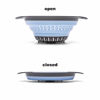 Picture of Collapsible Colander  BPA Free Silicone Food Strainer with Plastic Handles  Vegetable and Fruit Can Foldable Colander Strainer Dishwasher Safe Large/Cyan
