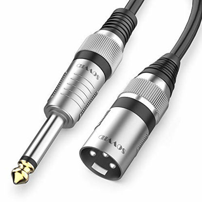 Picture of XLR Male to 1/4 Cable - Sovvid 6.35mm Microphone Cord TS Mono 3 Pin Male to Quarter inch TS Male Unbalanced Interconnect Wire Mic Cord (6FT)