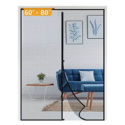 Picture of Yotache Magnetic Screen Door Fits Door Size 80 x 96  Wide and Tall Double Door Screen Mesh for Balcony  French  Sliding Glass Door