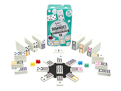 Picture of Regal Games Mexican Train Edition Double 12 Dominoes Set with Colored Dots  91 Tiles  4 Trains  Hub  and Collector's Tin