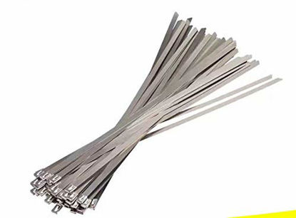 Picture of ZRM&E 20pcs 304 Stainless Steel Cable Ties Self-Locking Ball Lock Cable Zip Ties 7.9x400mm