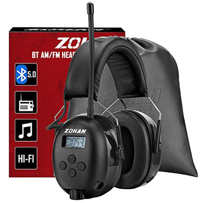 Picture of ZOHAN EM042 Digital AM FM Radio Hearing Protectors  Ideal for Lawn Mowing and Landscaping (Gray with Case)
