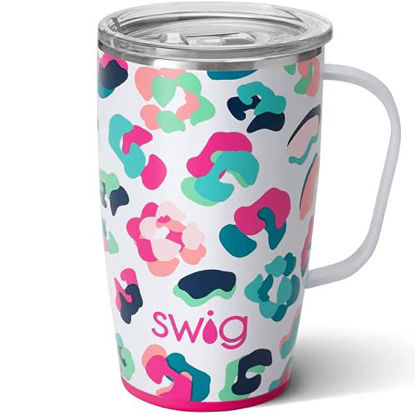 Picture of Swig Life 18oz Travel Mug with Handle and Lid  Stainless Steel  Dishwasher Safe  Cup Holder Friendly  Triple Insulated Coffee Mug Tumbler in Floral Cherry Blossom Print