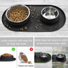 Picture of Double Dog Cat Bowls Stainless Steel  Plus Collapsible Dog Bowl with No Spill Non-Skid Silicone Mat  Three Feeder Food Water Bowl for Small Medium Large Dogs  Puppies  and Pets