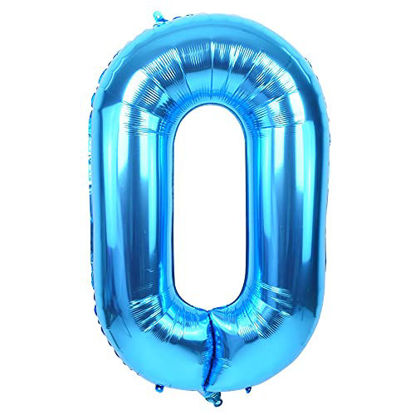Picture of 40 Inch Blue Large Numbers Balloon Birthday Party Decorations  Foil Mylar Big Number Balloon Digital 16 for 16th Birthday  16th Anniversary  Graduation Ceremony Photo Shoot