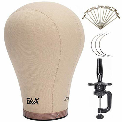 Picture of GEX 20"-24" Cork Canvas Block Head Mannequin Head Wig Display Styling Head With Mount Hole (22.5")