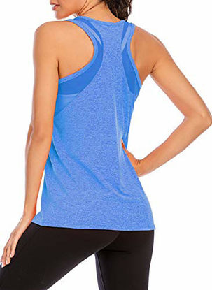 MIDOSOO Womens Basic Workout Athletic Tank Tops Mesh Back Yoga Running Exercise Gym Shirt 