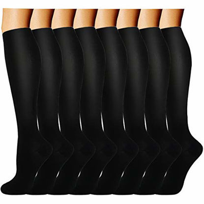Picture of ACTINPUT Compression Socks (8 Pairs) for Women & Men 15-20mmHg - Best Medical Running Nursing Hiking Recovery & Flight Socks