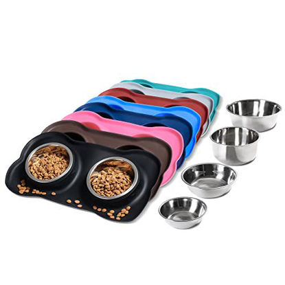 Picture of Hubulk Pet Dog Bowls 2 Stainless Steel Dog Bowl with No Spill Non-Skid Silicone Mat + Pet Food Scoop Water and Food Feeder Bowls for Feeding Small Medium Large Dogs Cats Puppiesâ€¦