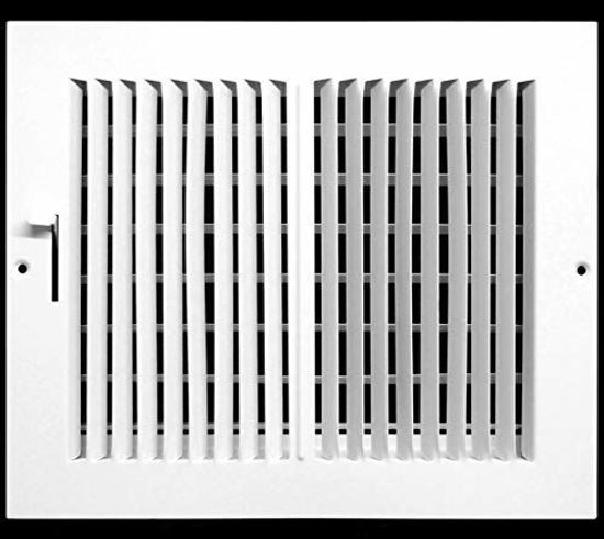 Picture of 8" X 4" 1-Way AIR Supply Grille - Vent Cover & Diffuser - Flat Stamped Face - White [Outer Dimensions: 9.75"w X 5.75"h]