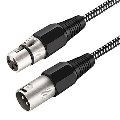 Picture of XLR Microphone Cable 6 FT/2Pack  3 Pin Nylong Braided Balanced XLR Male to XLR Female Mic DMX Cable Patch Cords (Pure Copper Conductors)