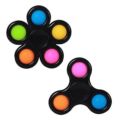 Picture of YEAHPY Fidget Spinner Pop Toy  2Pcs Simple Dimple Fidget Spinner Stress Relief and Anti-Anxiety Tools for Kids and Adults  Sensory Irritability Toy for Autism (Pink)