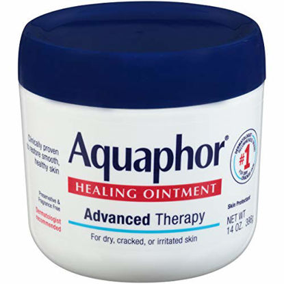 Picture of Aquaphor Healing Ointment Moisturizing Skin Protectant for Dry Cracked Hands Heels and Elbows Use After Hand Washing Oz Jar  bA  Fragrance Free  14 Ounce