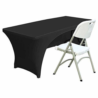 Picture of ABCCANOPY Spandex Open Back Table Cover 4 ft. Fitted Polyester Tablecloth Stretch Spandex Tablecover Table Toppers  Navy Blue