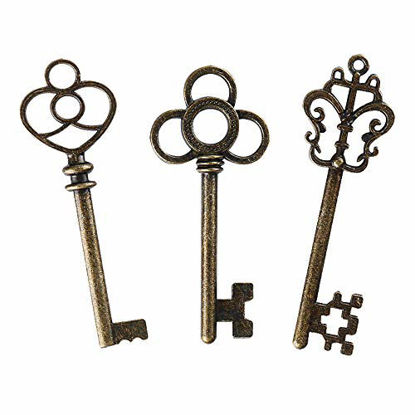 Picture of Mixed Set of 30 Large Skeleton Keys with Antique Style Bronze Brass Skeleton Castle Dungeon Pirate Keys for Birthday Party Favors  Mini Treasure Toy Gifts  Medieval Middle Ages Theme