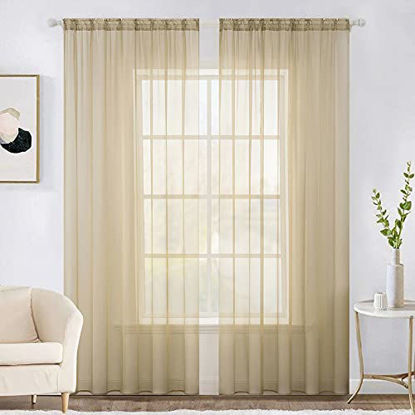 Picture of MIULEE 2 Panels Solid Color Sheer Window Curtains Elegant Window Voile Panels/Drapes/Treatment for Bedroom Living Room (54X63 Inches Dark Grey)