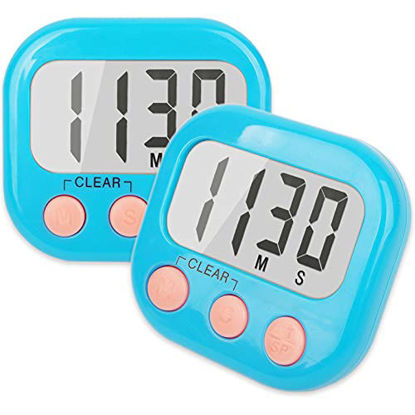 Picture of 2 Pack Kitchen Timers Loud Ring Digital Timers for Cooking Magnetic Pink