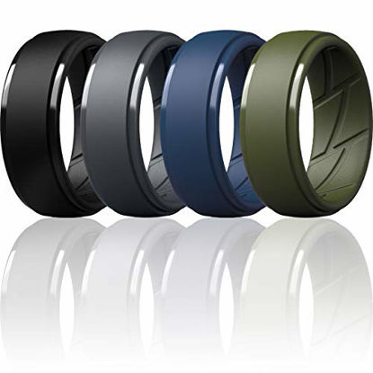 Breathable Edition Rubber Engagement Bands ThunderFit Silicone Wedding Rings for Men Breathable Airflow Inner Grooves 8.5mm Wide 2.5mm Thick 