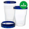 Picture of [4 oz 12 Pack] Twist Top Deli Containers Clear bottom With blue Top Twist on Lids Reusable  Stackable  Food Storage Freezer Container