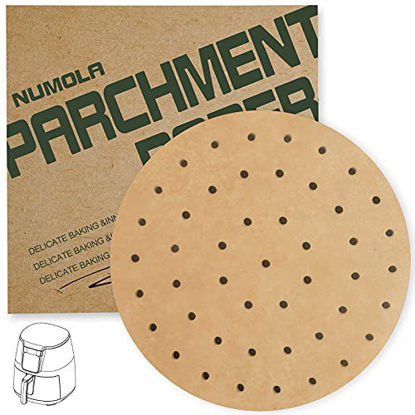 Picture of Numola Air Fryer Liners  8.5 Inch 100 PCS Perforated Parchment Paper Compatible with COSOR  GoWISE USA  Ninja  Ultrean  Chefman  Innsky  Dash  OMORC  BELLA  Secura and More 5.3&5.8QT Air Fryer