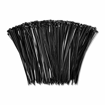 Picture of 6" Black Zip Cable Ties (1000 Pack)  18lbs Tensile Strength - Heavy Duty  Self-Locking Premium Nylon Cable Wire Ties for Indoor and Outdoor by Bolt Dropper