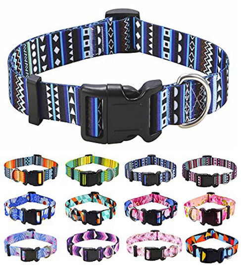 Soft Ethnic Style Collar Adjustable for Small Medium Large Dogs Mihqy Dog Collar with Bohemia Floral Tribal Geometric Patterns 