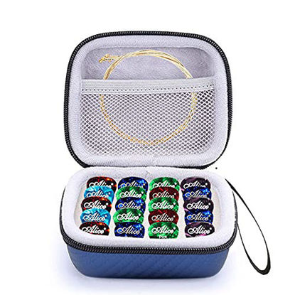 Picture of ZBY Guitar Pick Holder Case Compatible for D'Addario  ChromaCast  Fender  JIM DUNLOP  Bolopick  UNLP MUSICAL INSTRUMENT  All Size Picks Storage Pouch Box - Case Only (Blue)