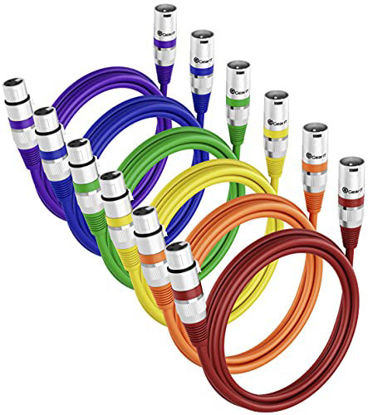 Picture of GearIT XLR to XLR Microphone Cable (3 Feet  10 Pack) XLR Male to Female Mic Cable 3-Pin Balanced Shielded XLR Cable for Mic Mixer  Recording Studio  Podcast - Multi Colored  3Ft  10 Pack