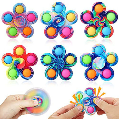 Picture of Monake Pop Fidget Spinners Pack Simple Popping Fidget Push Bubble Fidget Spinner Fidget Pack Hand Spinner for ADHD Anxiety Sensory Stress Relief Toy for Kids Adults (6pcs Colorful)