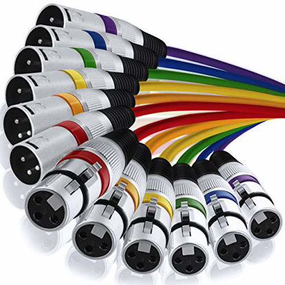 Picture of GearIT XLR to XLR Microphone Cable (50 Feet  6 Pack) XLR Male to Female Mic Cable 3-Pin Balanced Shielded XLR Cable for Mic Mixer  Recording Studio  Podcast - Multi Colored  50Ft  6 Pack