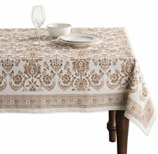 Picture of Maison d' Hermine Holy Jouy 100% Cotton Tablecloth for Kitchen Dining | Tabletop | Decoration | Parties | Weddings | Thanksgiving/Christmas [Red (Rectangle  70 Inch by 120 Inch)]