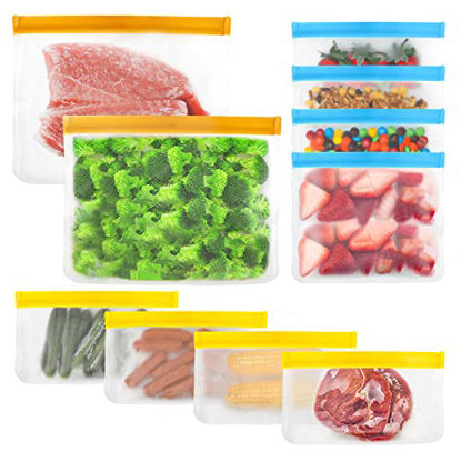 Picture of Reusable Storage Bags  10 Pack Reusable Freezer Bags  Reusable Large Storage Bags for Food  Reusable Sandwich Bags  Silicone Food Bags for Lunch Sandwich Snack Meat Fruit