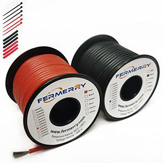 GetUSCart- Fermerry 22AWG Stranded Wire Silicone Hook up Wire Kit 22 Gauge  Red and Black Wire 10Ft Each Flexible Electric Tinned Copper Wire (Black  and Red 10FT Each 22AWG)â€¦
