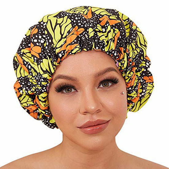 GetUSCart Satin Bonnet for Curly Hair Sleeping Hair Bonnets for Black  Women Adjustable Silk Bonnet Sleep Cap for Braids Satin Bonnet with Tie  Band Double Layer