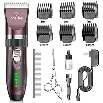 Picture of oneisall Dog Clippers Low Noise  2-Speed Quiet Dog Grooming Kit Rechargeable Cordless Pet Hair Clipper Trimmer Shaver for Small and Large Dogs Cats Animals