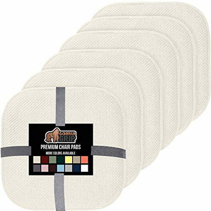 Picture of Gorilla Grip Original Premium Memory Foam Chair Cushions  6 Pack  16x16 Inch  Thick Comfortable Seat Cushion Pad  Large Size  Slip Resistant  Durable Soft Pads for Office  Kitchen Chairs  Off White