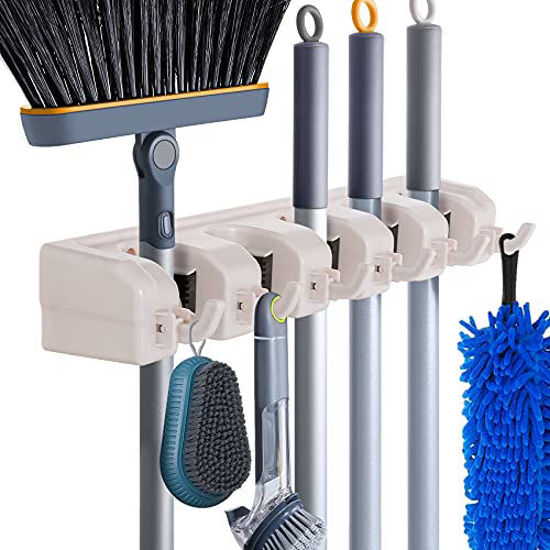 Mop Broom Holder Wall Mount Heavy Duty Broom Hanger Organizer Garage Tools 