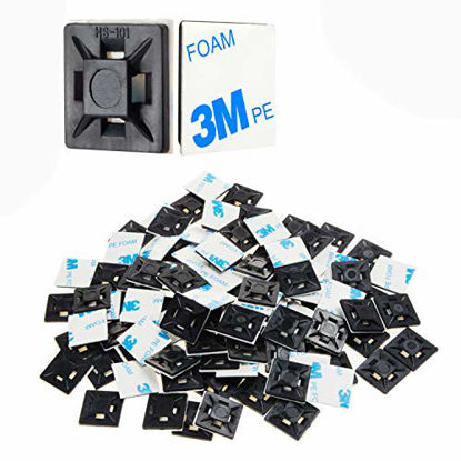 Picture of 500 PCS 3/4" Cable Zip Tie Mounts Self Adhesive Wire Cable Clips Organizer Holders Black
