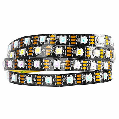 Picture of BTF-LIGHTING WS2812B RGB 5050SMD Individual Addressable 3.3FT 144(2X72) Pixels/m Flexible White PCB Full Color LED Pixel Strip Dream Color IP67 Waterproof for Bedroom DIY Project  etc Only DC5V