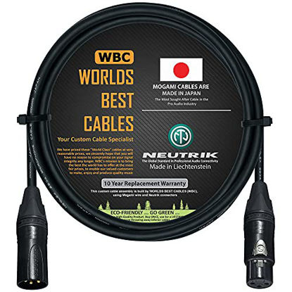 Picture of 6 Foot â€“ Quad Balanced Microphone Cable Custom Made by WORLDS BEST CABLES â€“ Using Mogami 2534 Wire and Neutrik NC3MXX-B Male & NC3FXX-B Female XLR Plugs.