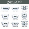 Picture of 24-Piece White Glass Food Storage Containers with Upgraded Snap Locking Lids Glass Meal Prep Containers Set - Airtight Lunch Containers  Microwave  Oven  Freezer and Dishwasher