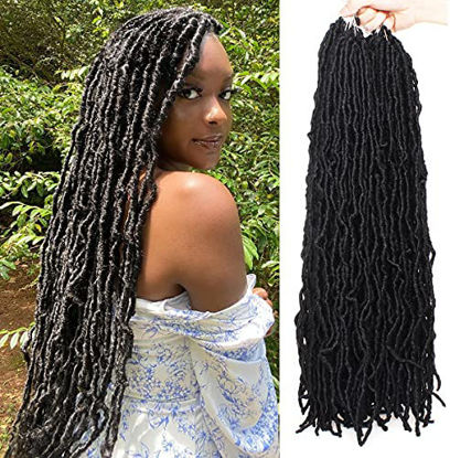 Picture of ZRQ 36 Inch New Faux Locs Crochet Hair 3 Packs Soft Locs Pre-looped Goddess Crochet Locs for Black Women Natural Chocolate Brown Synthetic Hair Afro Roots Extended Locs Hair 21 Strands/pack 4#