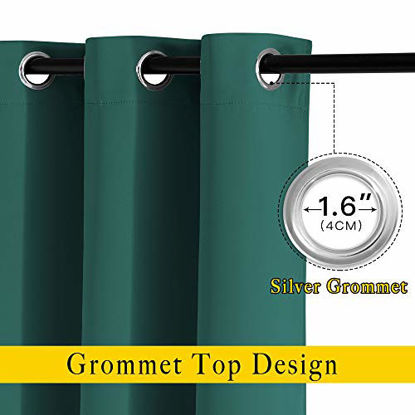 Picture of NICETOWN Blackout Curtains for Girls Room - Thermal Insulated Solid Grommet Room Darkening Curtains/Panels/Drape for Bedroom (Hunter Green  1 Pair  66 by 72-Inch)