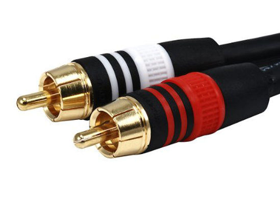 Picture of Monoprice Premium Two-Channel Audio Cable - 12 Feet - Black | 2 RCA Plug to 2 RCA Plug 22AWG  Male to Male