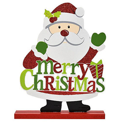 Picture of 6 Christmas Table Decorations for Dinner Party Coffee Table Snowman Santa Reindeer Noel Joy Believe Merry Christmas Happy Holidays Centerpiece