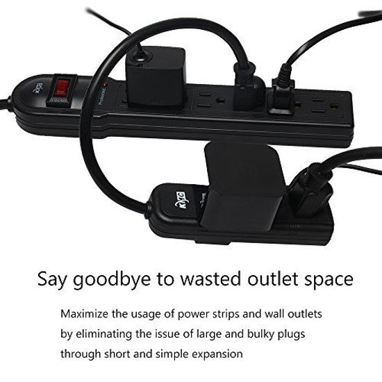 Picture of KMC 3-Outlet Power Strip Power Extension Cord 5-Pack Outlet Saver 1-Foot Cord  ETL Listed