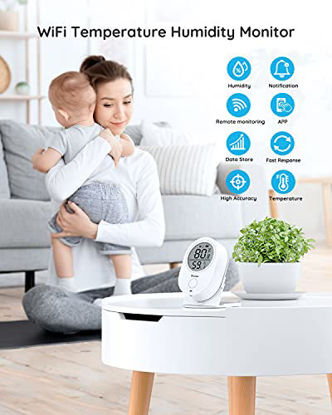 Wireless Thermometer Hygrometer Compact Bluetooth 5.0 Indoor Temperature  Humidity Sensor Temp Humidity Monitor for House Garage Greenhouse Baby Room