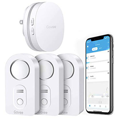Picture of Govee WiFi Water Sensor 3 Pack, 100dB Adjustable Alarm and App Alerts, Leak and Drip Alert with Email, Detector for Home, Basement(Not Support 5G WiFi)